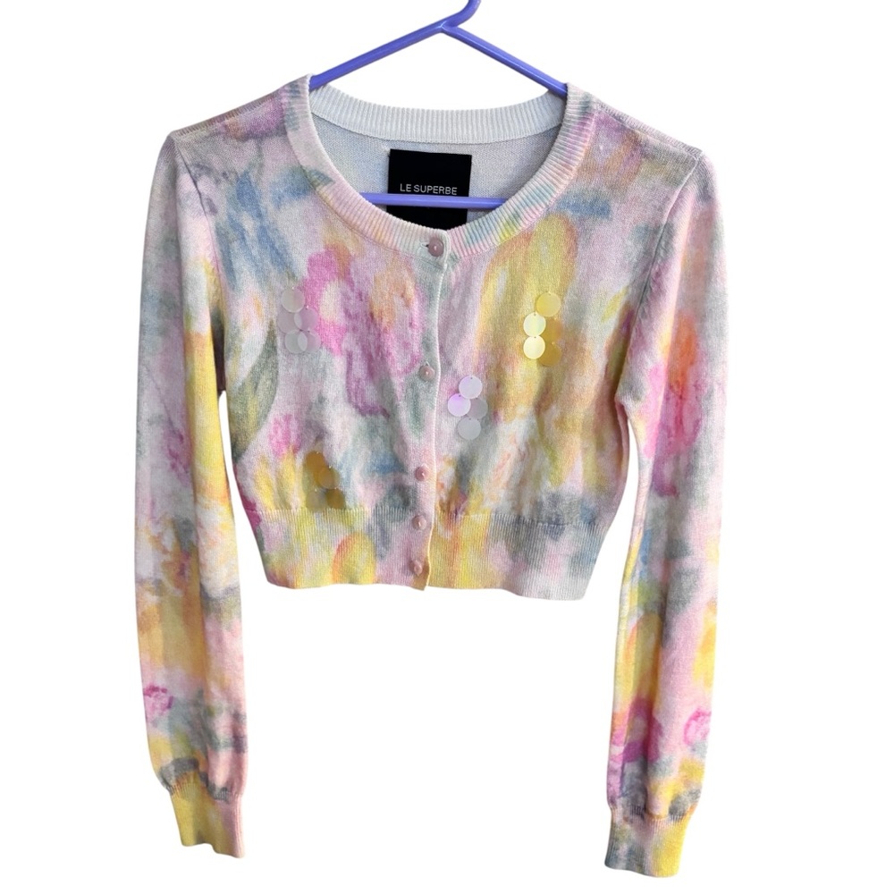 Le Superbe Hailey Wool Cashmere Blend Knit Crop Cardigan X-SMALL
